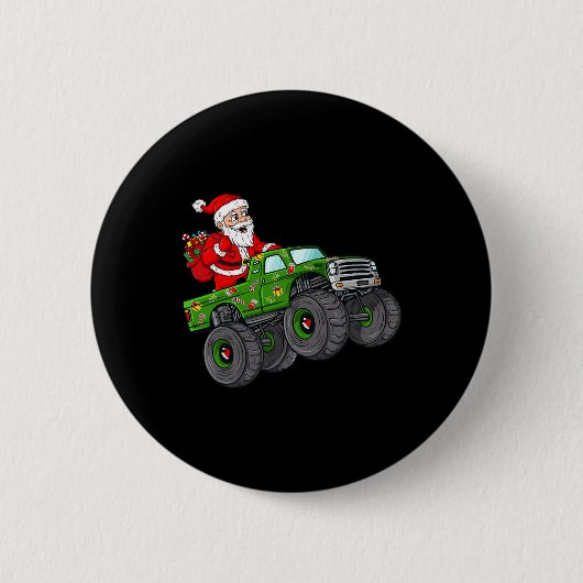 Weihnachten Weihnachtsmann reiten in Monster Lkw-J Button (Vorderseite)