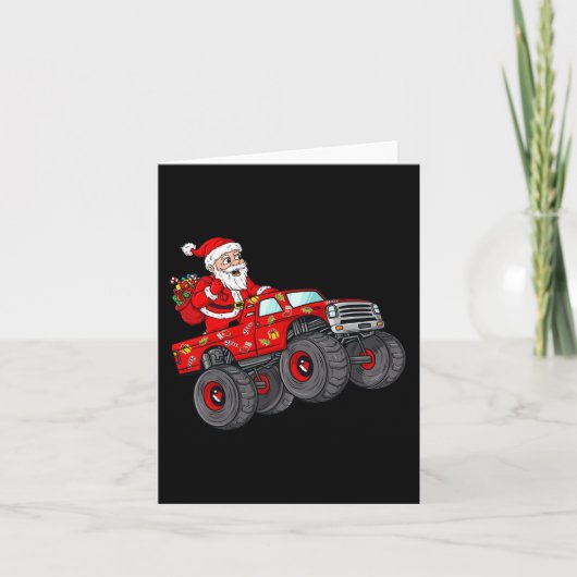 Weihnachten Weihnachtsmann reiten in Monster Lkw-J Karte (Vorderseite)