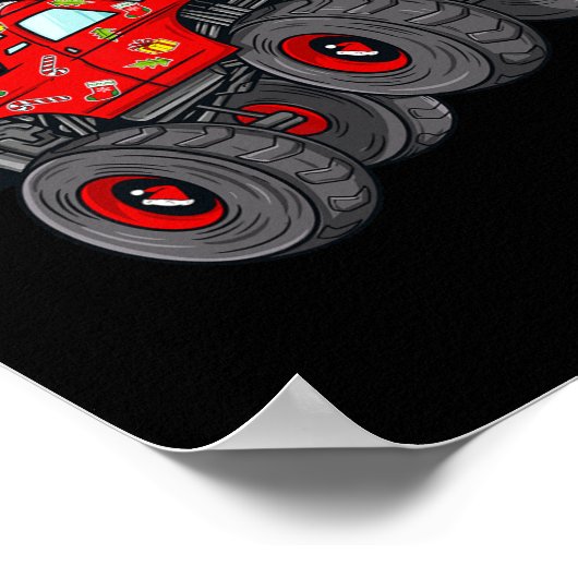 Weihnachten Weihnachtsmann reiten in Monster Lkw-J Poster (Ecke)