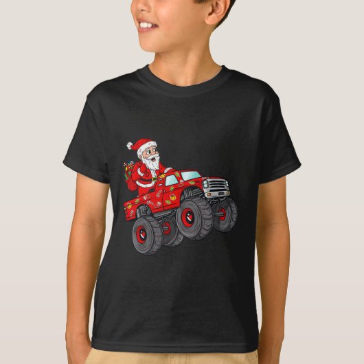 Weihnachten Weihnachtsmann reiten in Monster Lkw-J T-Shirt (Vorderseite)