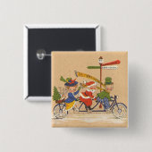 Weihnachten, Weihnachtsmann Reiten mit dem Fahrrad Button (Vorne & Hinten)