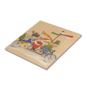 Weihnachten, Weihnachtsmann Reiten mit dem Fahrrad Fliese (Seite)