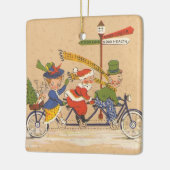 Weihnachten, Weihnachtsmann Reiten mit dem Fahrrad Keramikornament (Links)