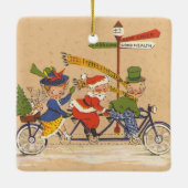 Weihnachten, Weihnachtsmann Reiten mit dem Fahrrad Keramikornament (Rückseite)
