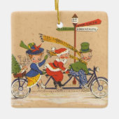 Weihnachten, Weihnachtsmann Reiten mit dem Fahrrad Keramikornament (Vorderseite)