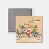 Weihnachten, Weihnachtsmann Reiten mit dem Fahrrad Magnet (Vorderseite/Rückseite)