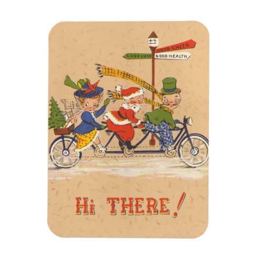 Weihnachten, Weihnachtsmann Reiten mit dem Fahrrad Magnet (Vertikal)