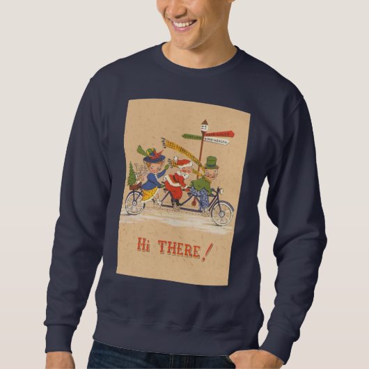 Weihnachten, Weihnachtsmann Reiten mit dem Fahrrad Sweatshirt (Vorderseite)