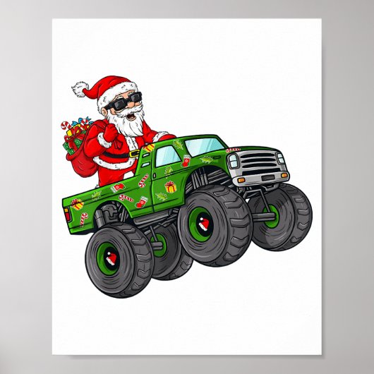 Weihnachten Weihnachtsmann Reiten Monster Truck Bo Poster (Vorne)