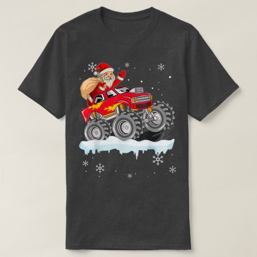 Weihnachten Weihnachtsmann Reiten Monster Truck Bo T-Shirt (Design vorne)