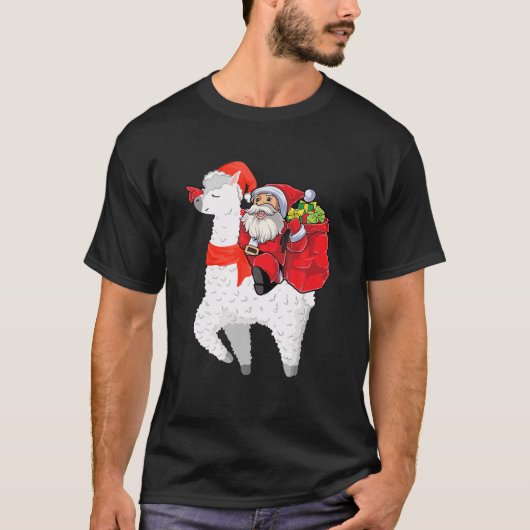 Weihnachten Weihnachtsmann Reitlama für Jungen Kin T-Shirt (Vorderseite)