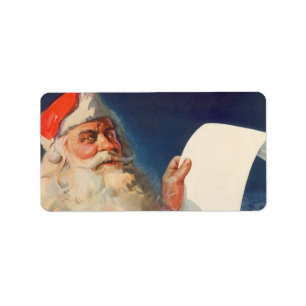 Weihnachten, Weihnachtsmann, Schöne Liste Adressaufkleber