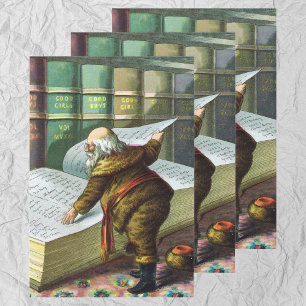 Weihnachten, Weihnachtsmann, Schöne Liste Geschenkpapier Set