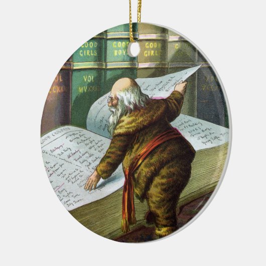 Weihnachten, Weihnachtsmann, Schöne Liste Keramikornament (Links)