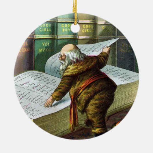 Weihnachten, Weihnachtsmann, Schöne Liste Keramikornament (Hinten)