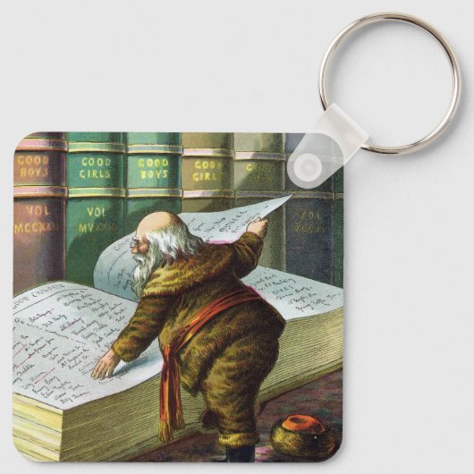 Weihnachten, Weihnachtsmann, Schöne Liste Schlüsselanhänger (Rückseite)