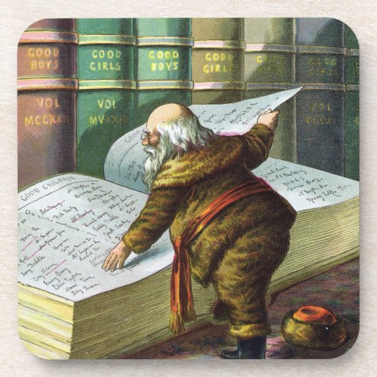 Weihnachten, Weihnachtsmann, Schöne Liste Untersetzer (Vorderseite)