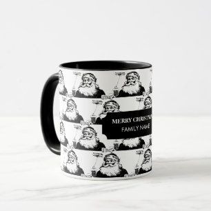 Weihnachten Weihnachtsmann Schwarz-weißer Name Tasse