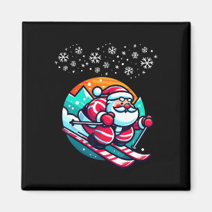 Weihnachten Weihnachtsmann Skipiste Skihütte Funny Magnet