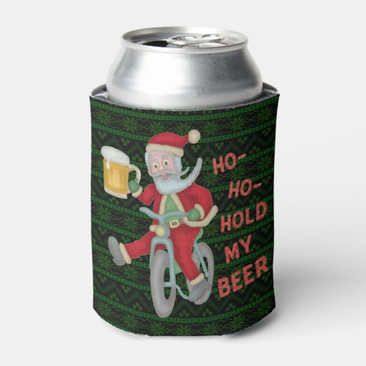 Weihnachten Weihnachtsmann Spaß Bier Mit Monogramm Dosenkühler (Kanne Vorderseite)