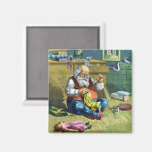 Weihnachten, Weihnachtsmann Spielzeugpuppen machen Magnet (Vorderseite/Rückseite)