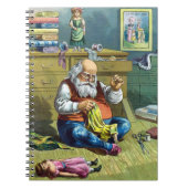 Weihnachten, Weihnachtsmann Spielzeugpuppen machen Notizblock (Vorderseite)