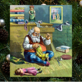 Weihnachten, Weihnachtsmann Spielzeugpuppen machen Poster