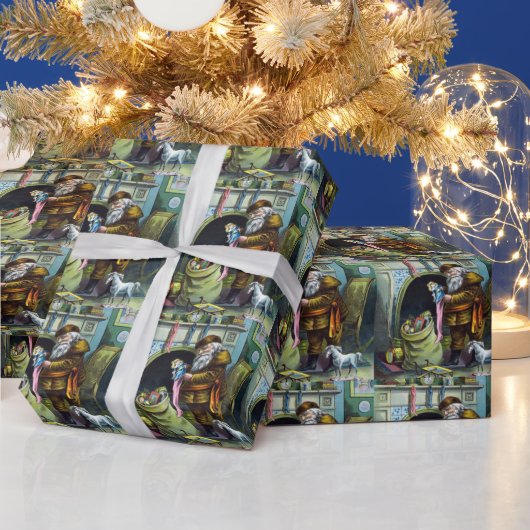 Weihnachten, Weihnachtsmann, Strümpfe mit Spielzeu Geschenkpapier (Feiertage)