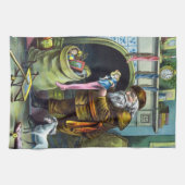 Weihnachten, Weihnachtsmann, Strümpfe mit Spielzeu Geschirrtuch (Horizontal)