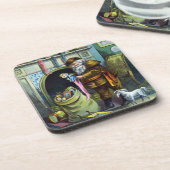 Weihnachten, Weihnachtsmann, Strümpfe mit Spielzeu Getränkeuntersetzer (Linke Seite)