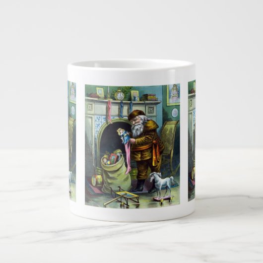 Weihnachten, Weihnachtsmann, Strümpfe mit Spielzeu Jumbo-Tasse (Vorderseite)