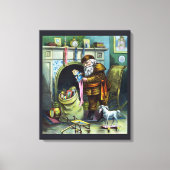 Weihnachten, Weihnachtsmann, Strümpfe mit Spielzeu Leinwanddruck (Vorderseite)