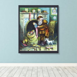 Weihnachten, Weihnachtsmann, Strümpfe mit Spielzeu Leinwanddruck