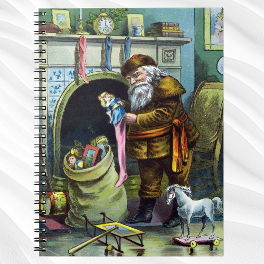 Weihnachten, Weihnachtsmann, Strümpfe mit Spielzeu Notizblock