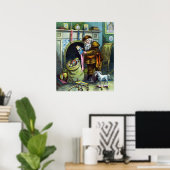 Weihnachten, Weihnachtsmann, Strümpfe mit Spielzeu Poster (Heimbüro)