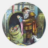 Weihnachten, Weihnachtsmann, Strümpfe mit Spielzeu Runder Aufkleber (Vorderseite)
