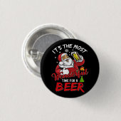 Weihnachten Weihnachtsmann trinken Bier Wonderfu Button (Vorne & Hinten)