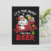 Weihnachten Weihnachtsmann trinken Bier Wonderfu Einladung (Stehend Vorderseite)
