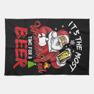 Weihnachten Weihnachtsmann trinken Bier Wonderfu Geschirrtuch