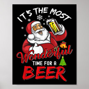 Weihnachten Weihnachtsmann trinken Bier Wonderfu Poster