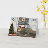 Weihnachten Weihnachtsmann Tyrannosaurus Dinosauri Karte (Gelbe Blume)