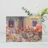 Weihnachten Weihnachtsmann und Elfen Einladung (Stehend Vorderseite)