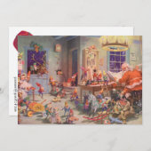 Weihnachten Weihnachtsmann und Elfen Einladung (Vorne/Hinten)