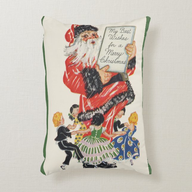 Weihnachten Weihnachtsmann und Kindertanz Dekokissen (Vorderseite(Vertikal))
