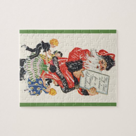 Weihnachten Weihnachtsmann und Kindertanz Puzzle (Horizontal)