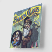 Weihnachten, Weihnachtsmann und sein Werk Quadratische Wanduhr (Winkel)