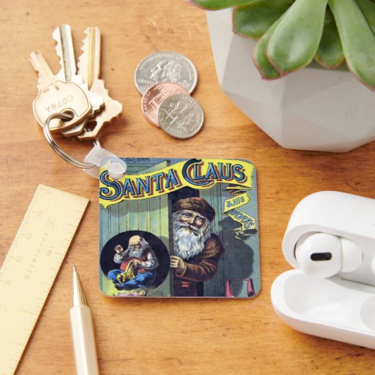 Weihnachten, Weihnachtsmann und sein Werk Schlüsselanhänger (Schreibtisch)