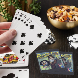 Weihnachten, Weihnachtsmann und sein Werk Spielkarten