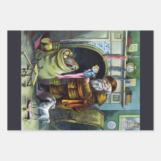 Weihnachten, Weihnachtsmann und seine Werke Geschenkpapier Set (Vorderseite 3)