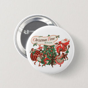 Weihnachten Weihnachtsmann und Tanzkinder Button